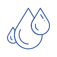 icons of water droplets ranging in three sizes