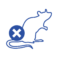 blue graphic image of a mouse with circular X button included