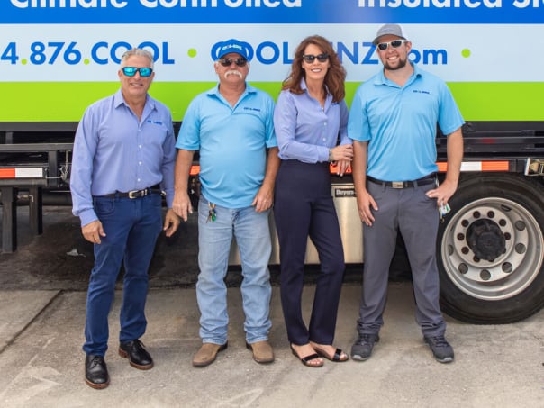 COOL-BINZ team standing in front of truck