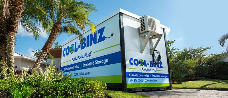 Cool-Binz climate controlled storage bin in driveway