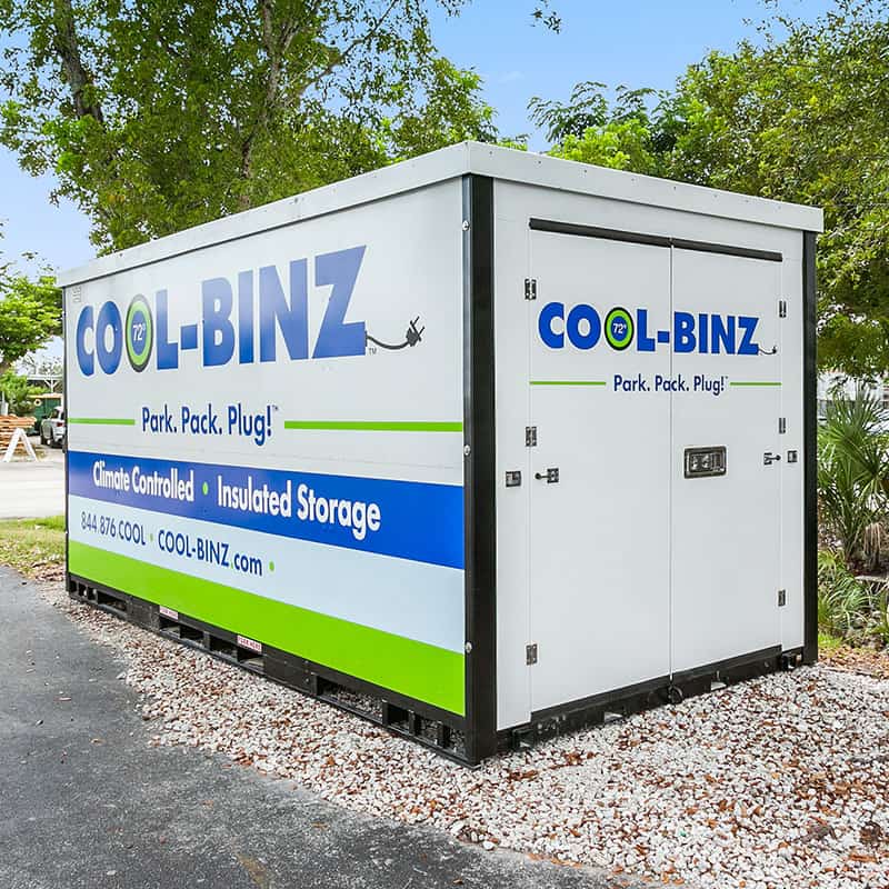 Climate controlled storage bin in driveway