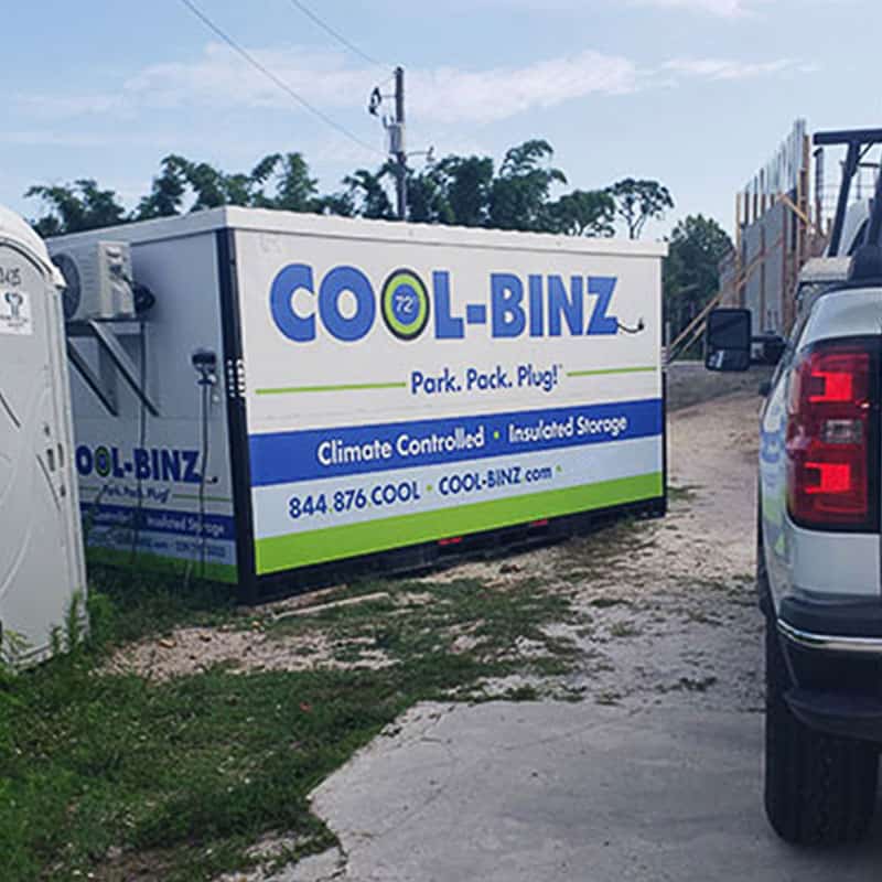 Refrigerated storage bin rental behind home