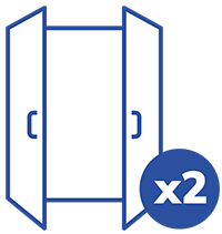 Two sets of glass double doors on one sidewall